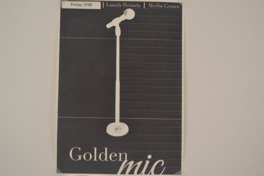 Golden Mic flyer Posted next to Ms. Curry 