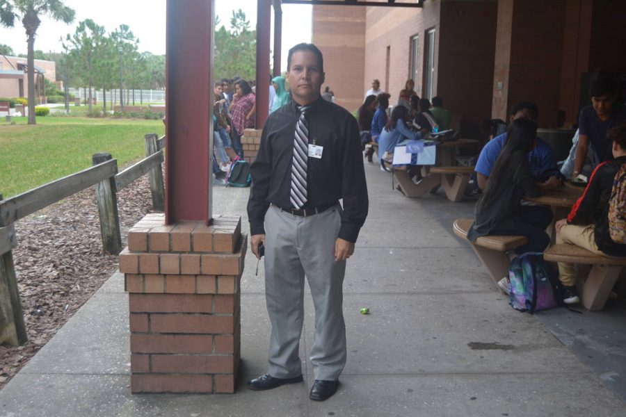 Part of Mr. Aguilar's day is spent monitoring student lunches.