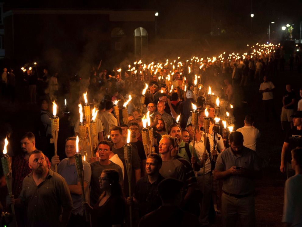 A group of protesters in Charlottesville, Virginia.